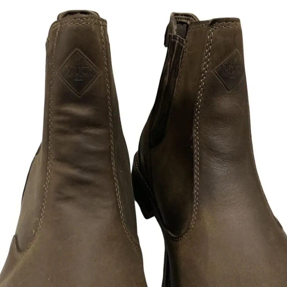 Muck Boot Company Mens 12.5 Brown Chelsea Outdoor Waterproof Leather Boots NEW